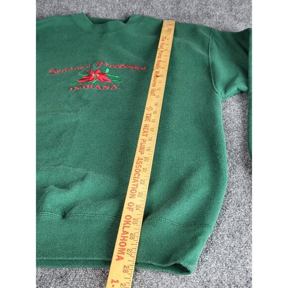 Vintage 90s Crewneck Sweatshirt Women Sz L Merry Christmas Indiana Festive Work - Picture 3 of 6